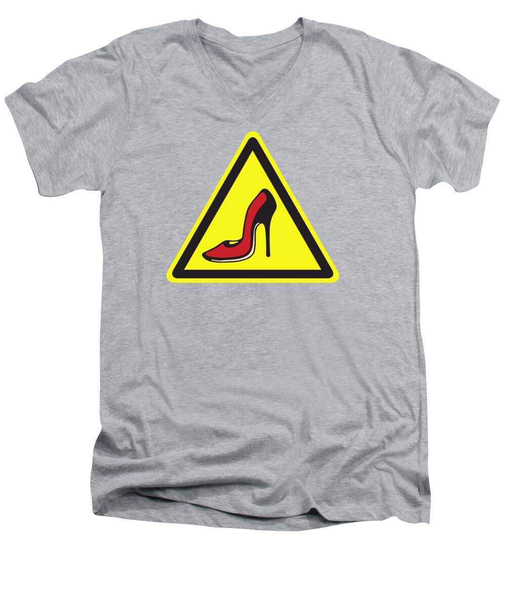 Heels Men's V-Neck T-Shirt featuring the digital art Heels Hazard by Stan Magnan