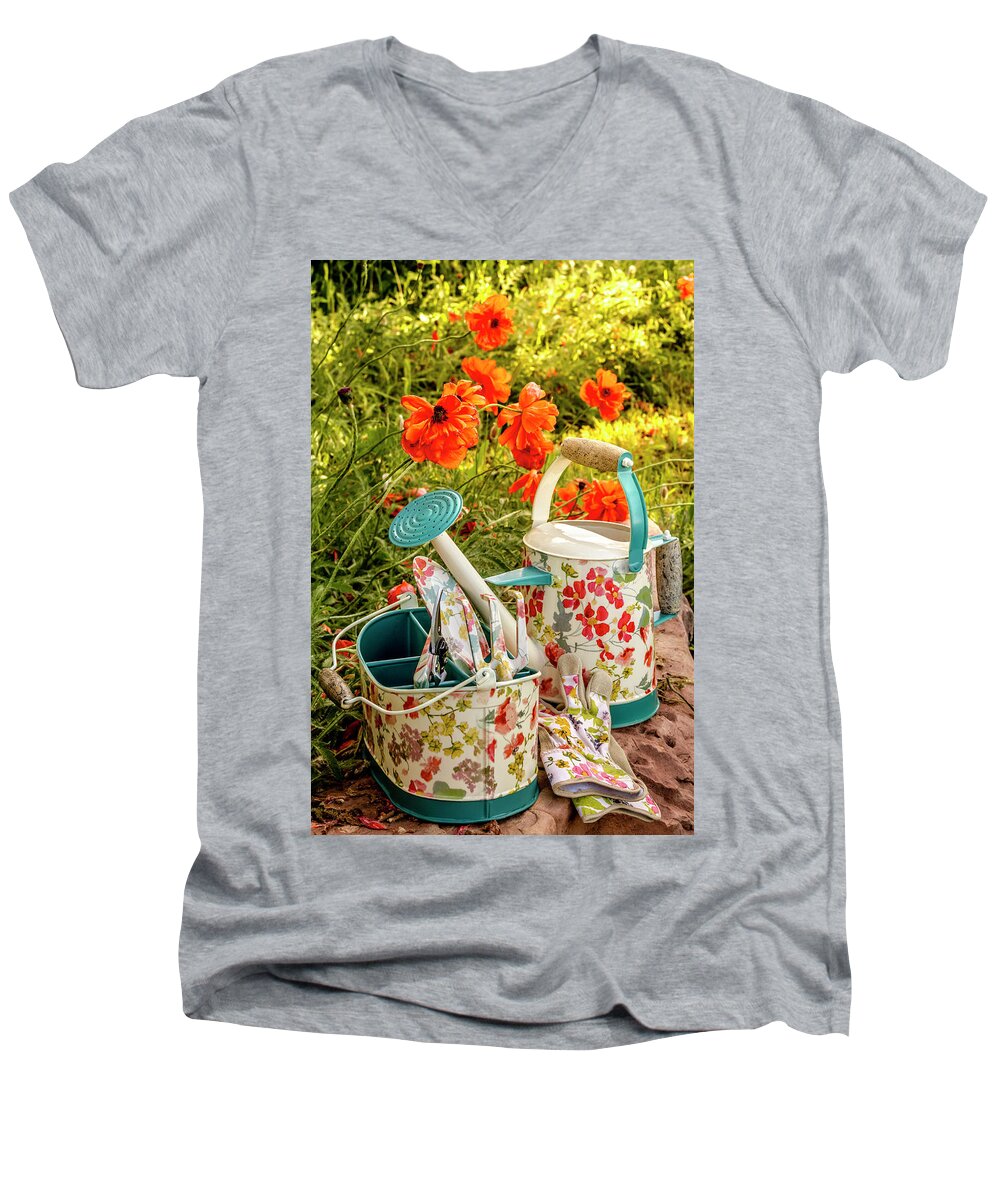 Beauty Men's V-Neck T-Shirt featuring the photograph Hello Summer by Teri Virbickis