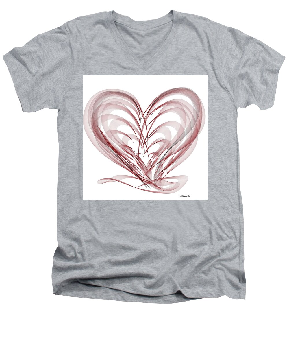 Multiple Hearts Men's V-Neck T-Shirt featuring the mixed media Help for the Healing Hearts by Marian Lonzetta