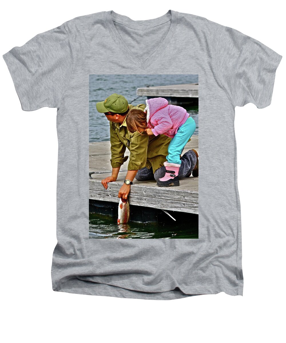 Fish Men's V-Neck T-Shirt featuring the photograph Her Fish by Diana Hatcher
