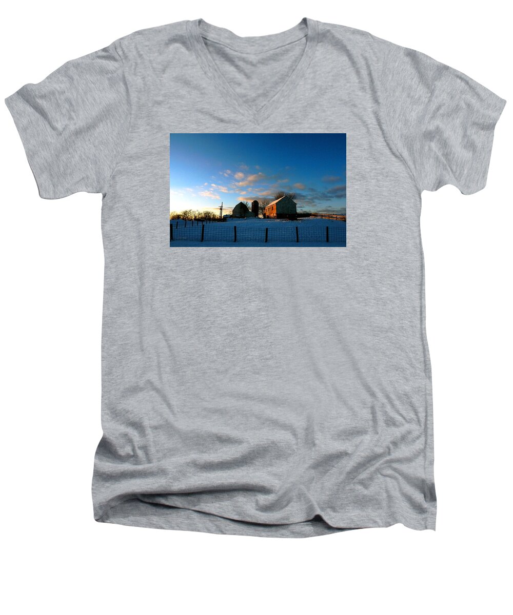 Winter Men's V-Neck T-Shirt featuring the photograph Here It Comes by Wild Thing