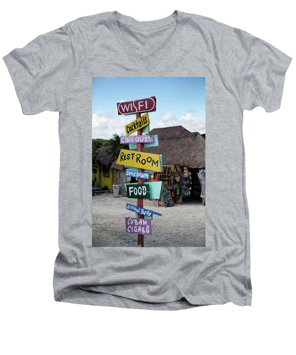 Cozumel Men's V-Neck T-Shirt featuring the photograph Here's What's Here 1 by David Buhler