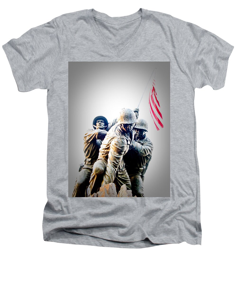 Iwo Jima Memorial Men's V-Neck T-Shirt featuring the photograph Heroes by Julie Niemela