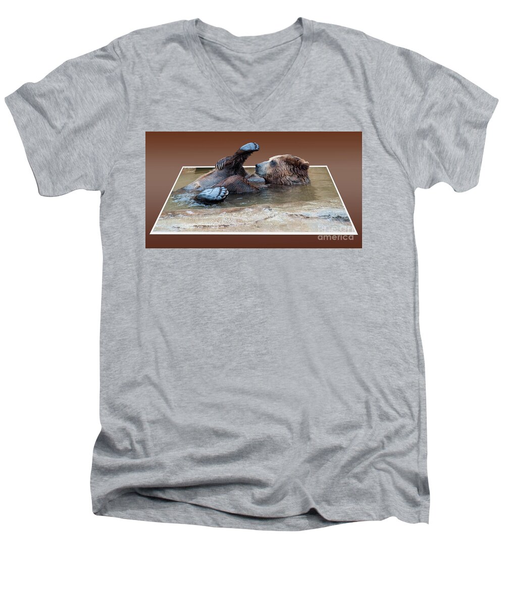 Sideways Men's V-Neck T-Shirt featuring the photograph Hi I'm Little Bear by Deborah Klubertanz