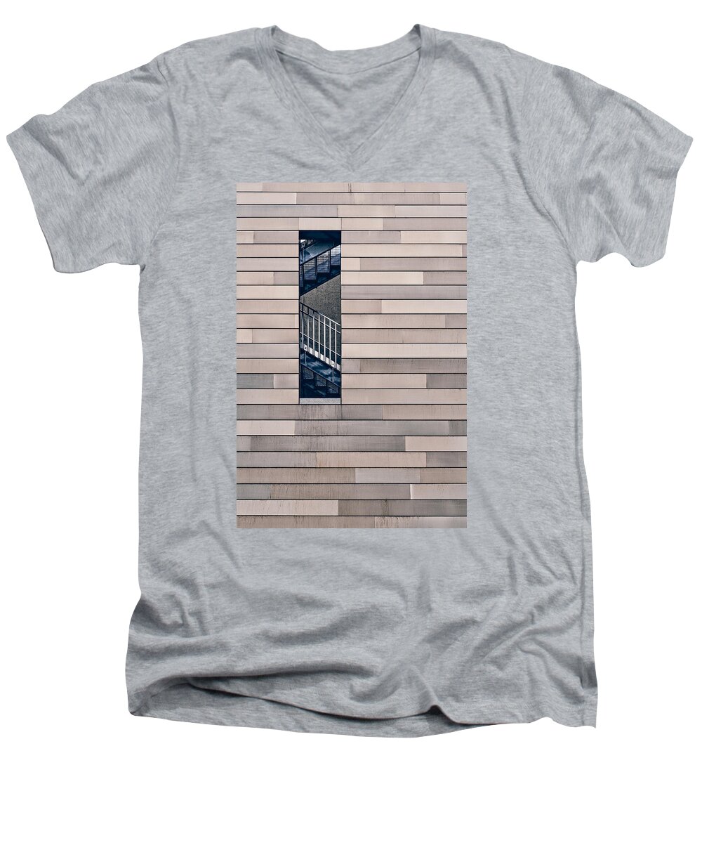 Architecture Men's V-Neck T-Shirt featuring the photograph Hidden Stairway by Scott Norris