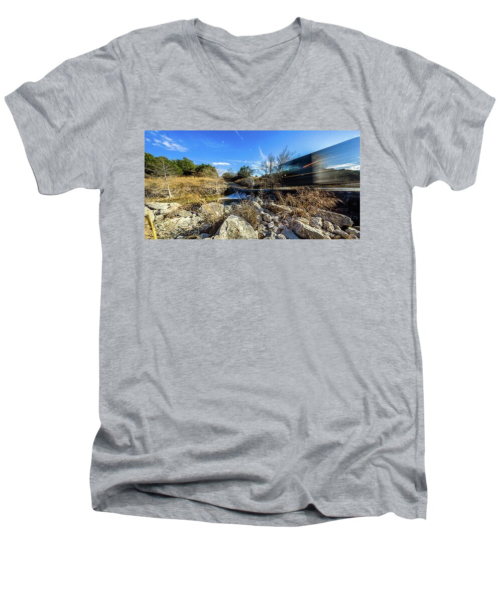 Hill Men's V-Neck T-Shirt featuring the photograph Hill Country Back Road Long Exposure #2 by Micah Goff