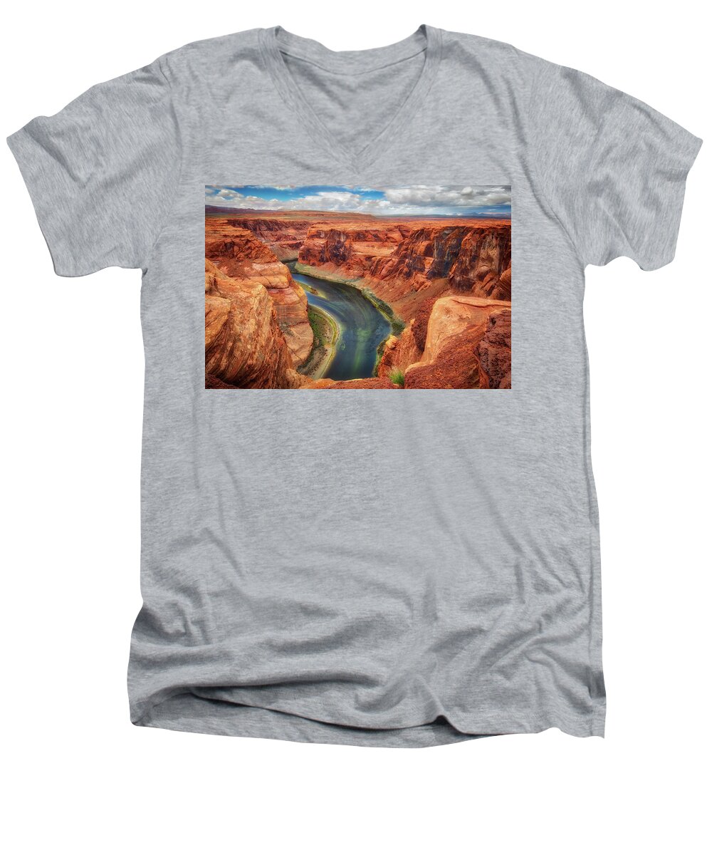 Horseshoe Bend Men's V-Neck T-Shirt featuring the photograph Horseshoe Bend Arizona - Colorado River #2 by Jennifer Rondinelli Reilly - Fine Art Photography