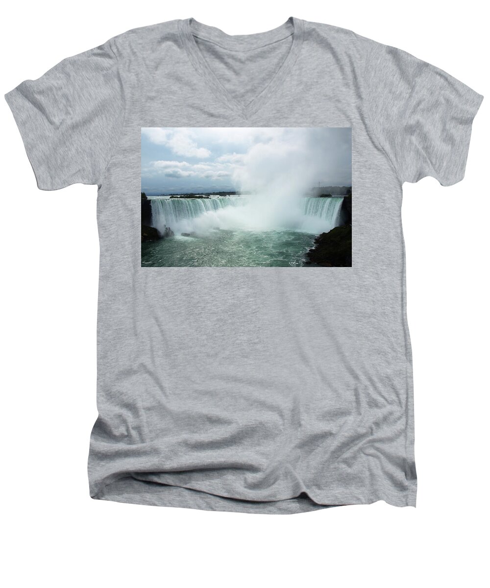 Niagara Falls Men's V-Neck T-Shirt featuring the photograph Horseshoe Falls by Mary Capriole