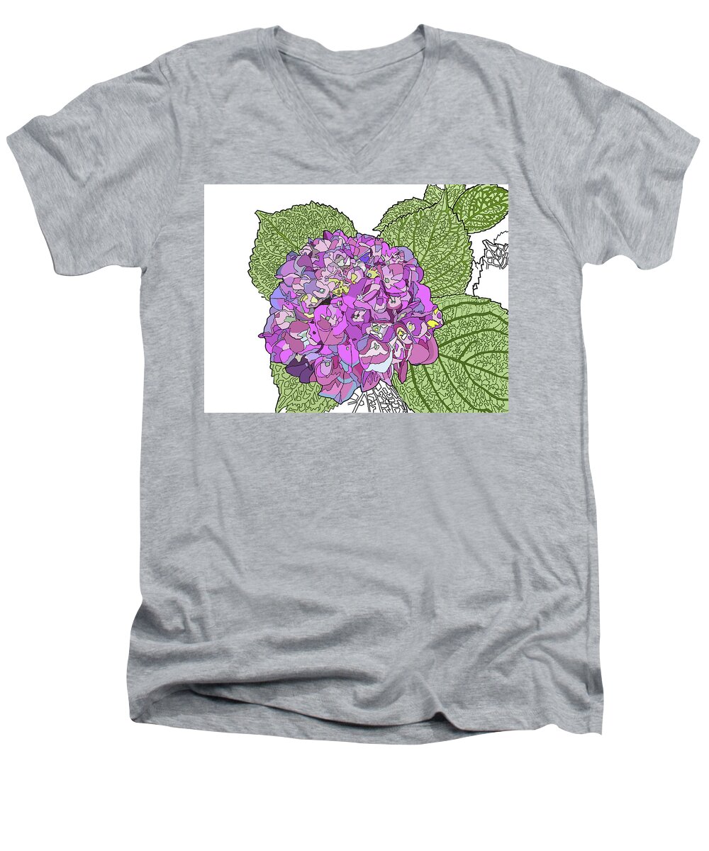 Hydrangea Men's V-Neck T-Shirt featuring the painting Hydrangea by Jamie Downs