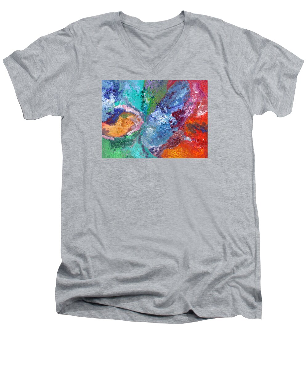 Fusionart Men's V-Neck T-Shirt featuring the painting Hydrangea by Ralph White