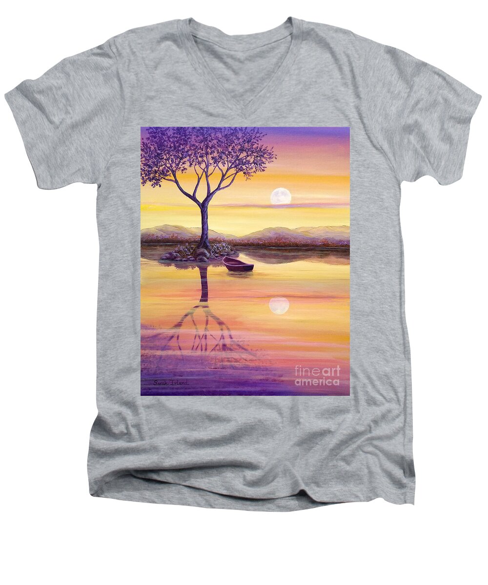 I Men's V-Neck T-Shirt featuring the painting I Dreamt of the Moon by Sarah Irland
