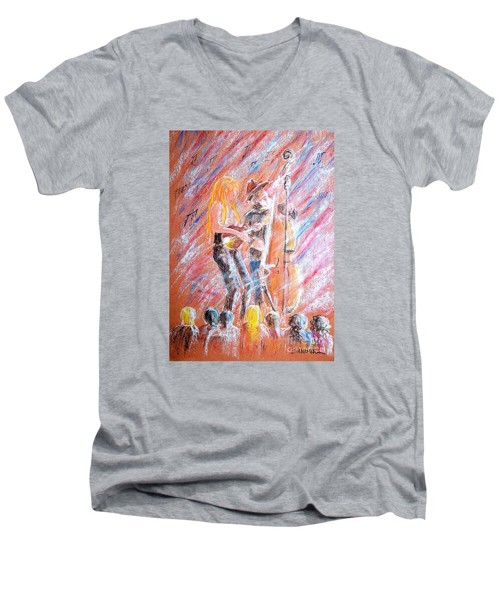 Bluegrass Men's V-Neck T-Shirt featuring the painting I Love Bluegrass by Bill Holkham