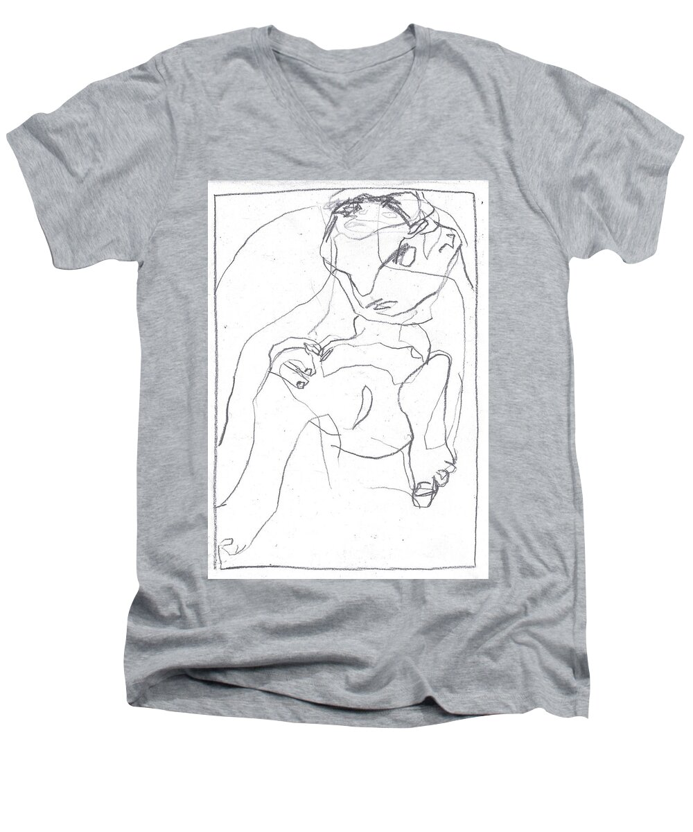 Sketch Men's V-Neck T-Shirt featuring the drawing I was born in a mine 5 by Edgeworth Johnstone