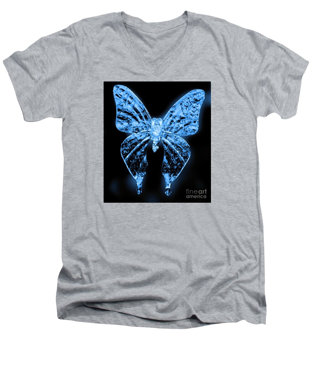 Butterfly Men's V-Neck T-Shirt featuring the photograph Ice Wing Butterfly by Cassandra Buckley
