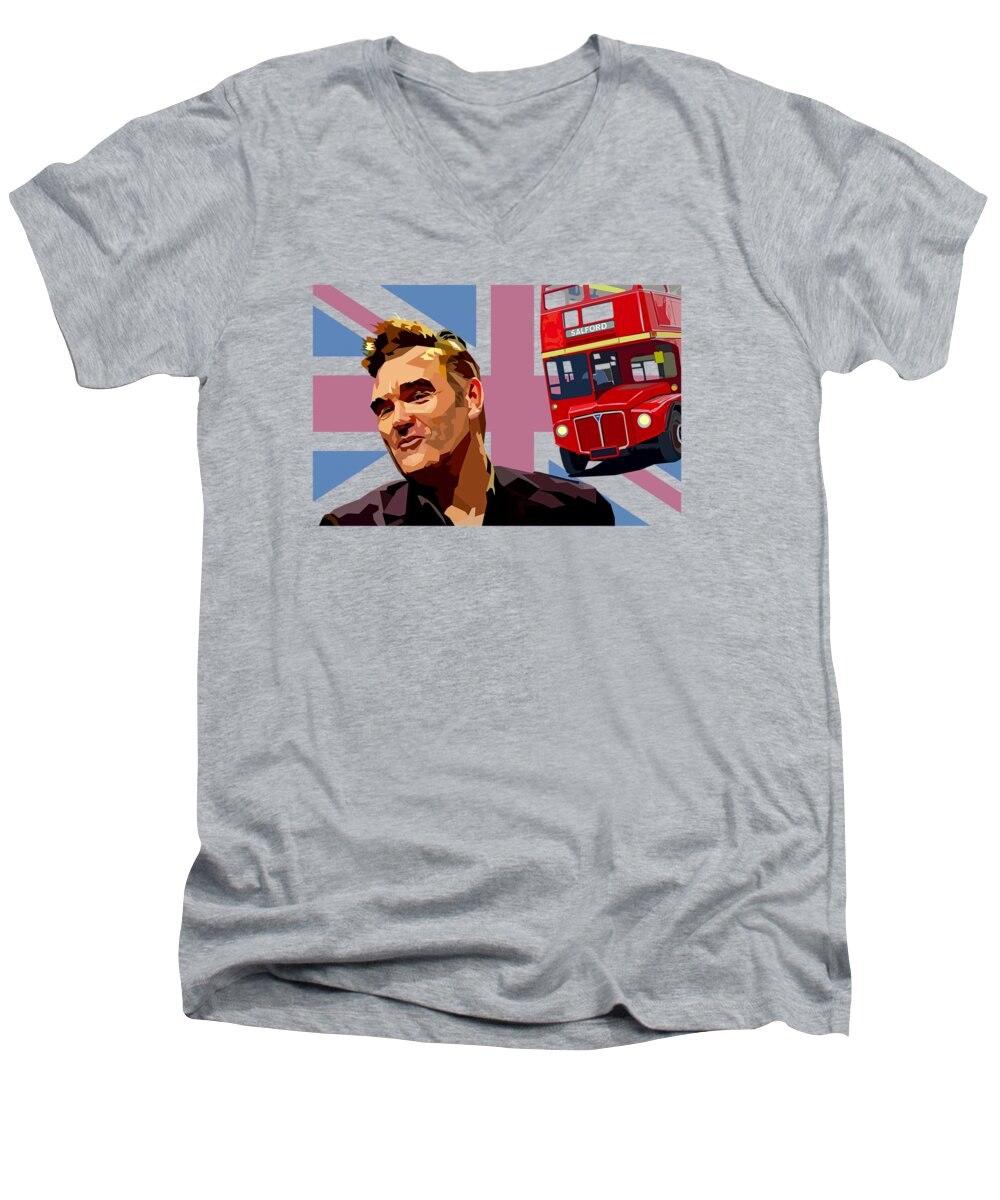 Morrissey Men's V-Neck T-Shirt featuring the photograph If A Double Decker Bus by Mal Bray