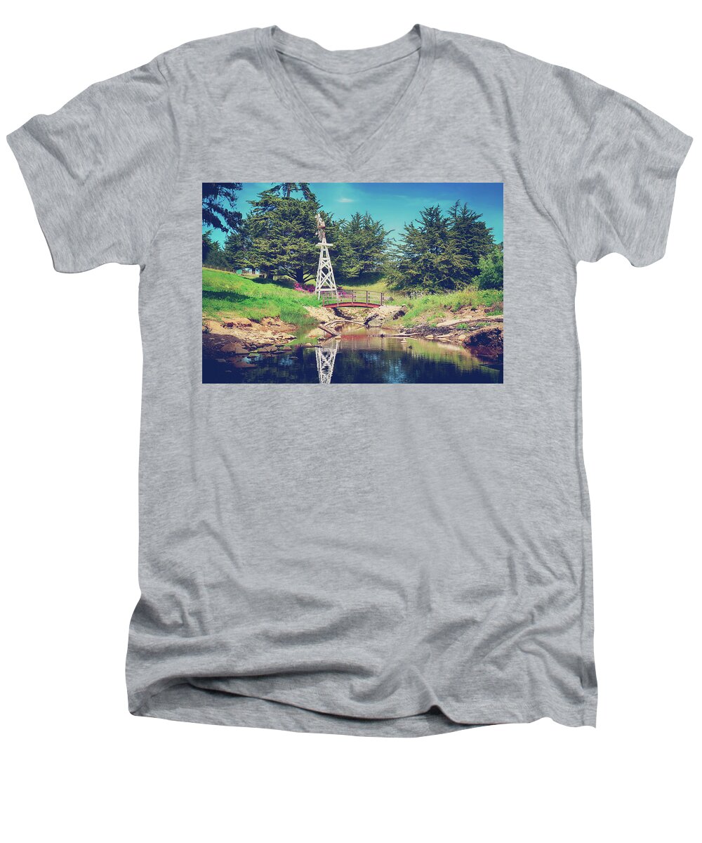 Cambria Men's V-Neck T-Shirt featuring the photograph In a Perfect World by Laurie Search