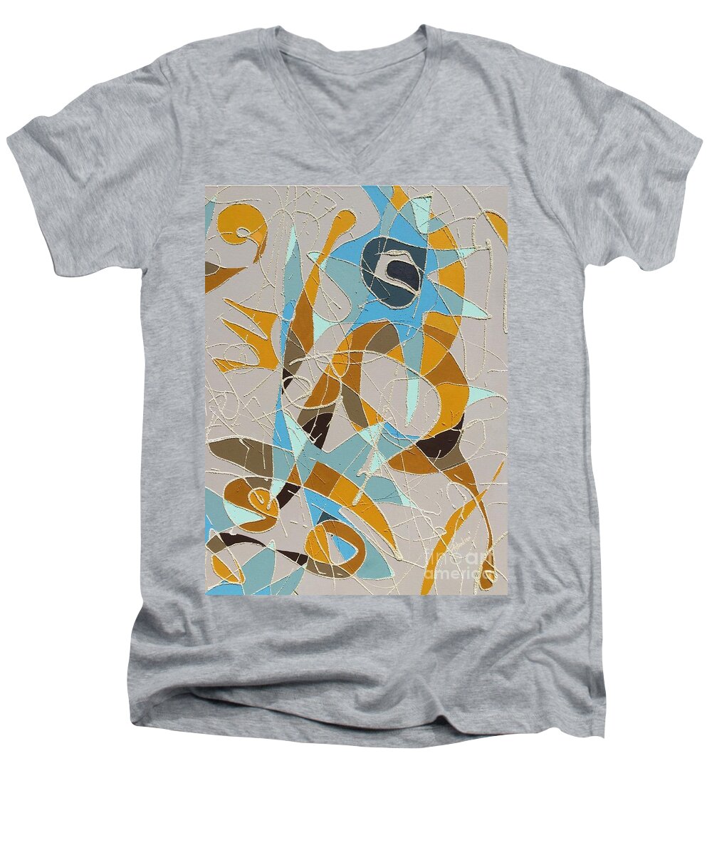 Abstract Men's V-Neck T-Shirt featuring the painting In My Time Of Dying by Natalia Astankina