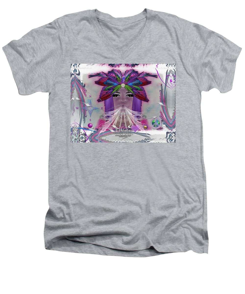 Art Men's V-Neck T-Shirt featuring the digital art Inhaling Exhaling Peace by Barbara Tristan