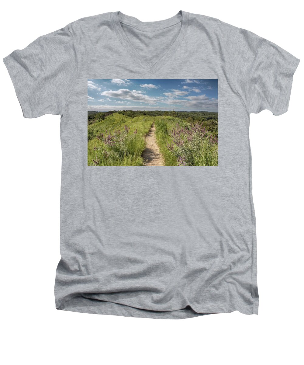 Loess Hills Men's V-Neck T-Shirt featuring the photograph Into the Loess Hills by Susan Rissi Tregoning