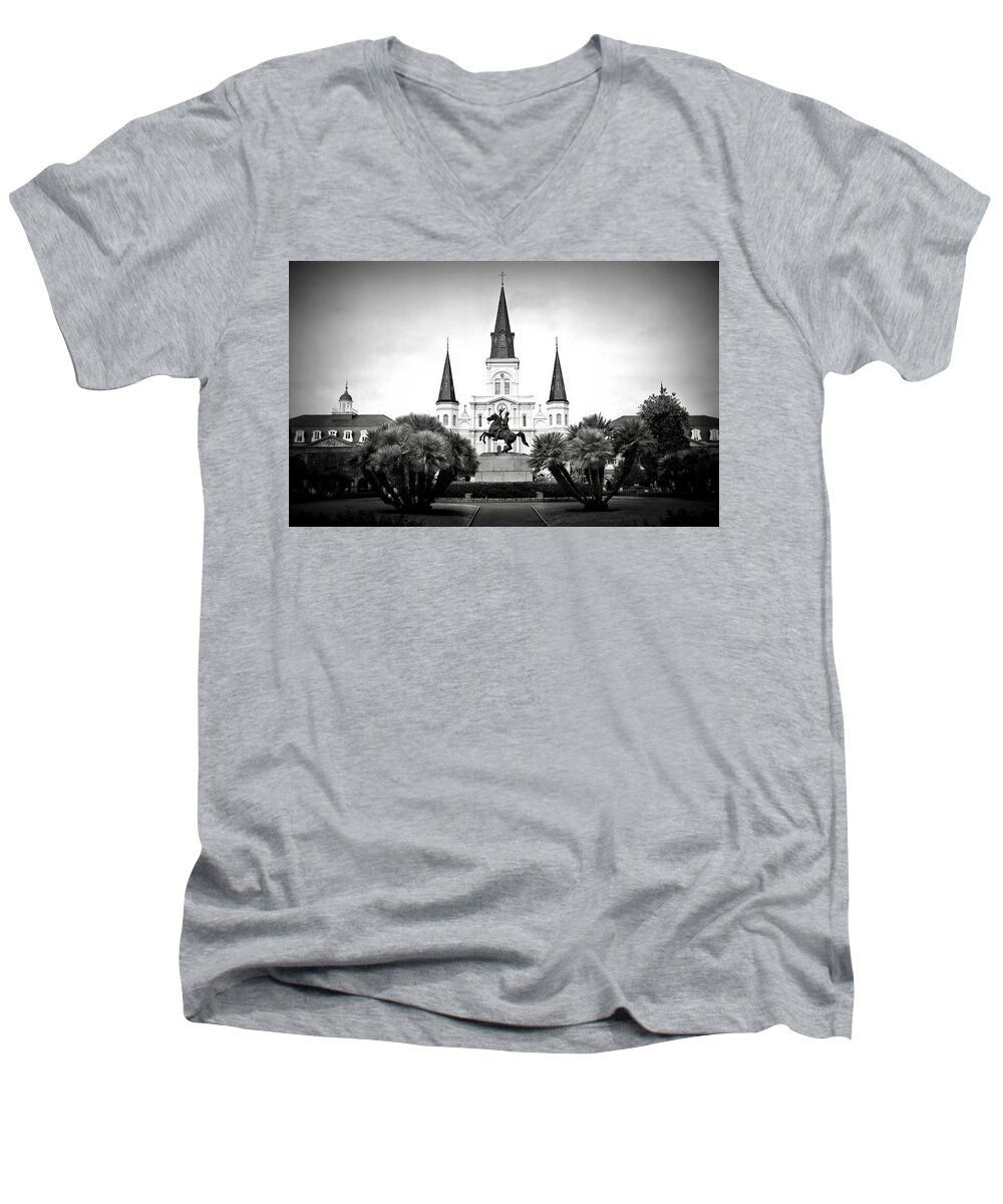 Jackson Square Men's V-Neck T-Shirt featuring the photograph Jackson Square 2 by Perry Webster