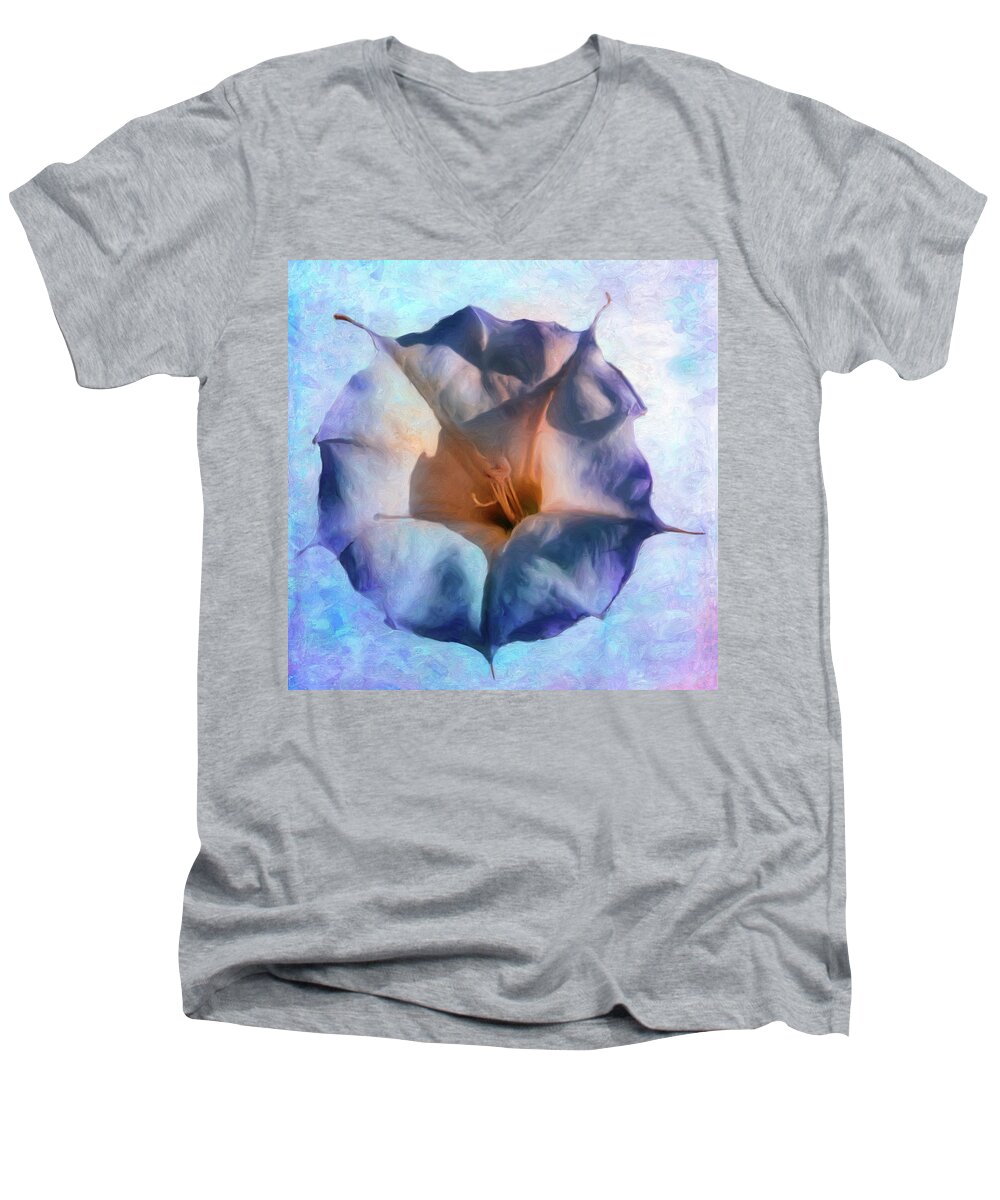 Jimsonweed Bloom Men's V-Neck T-Shirt featuring the painting Jimsonweed Bloom by Sandra Selle Rodriguez