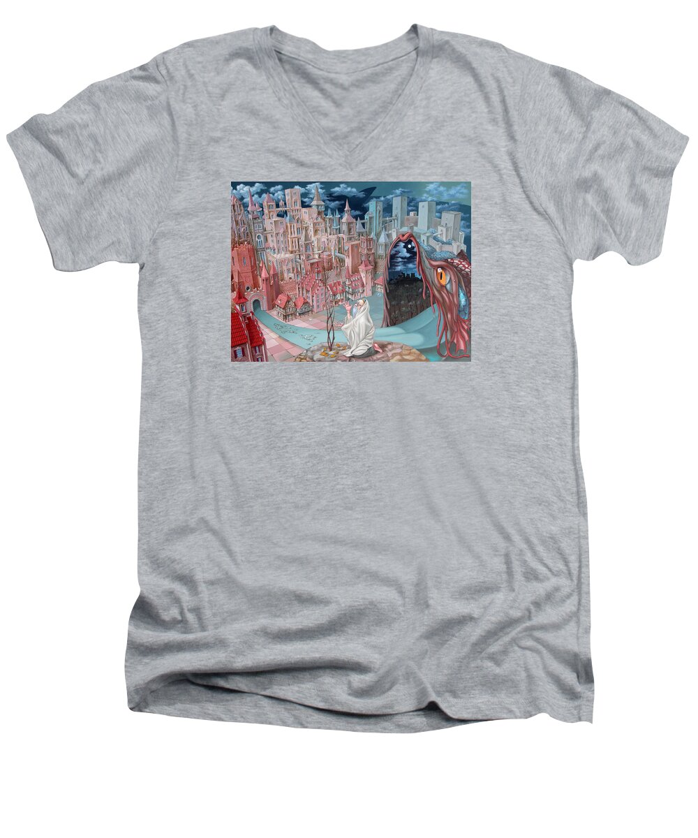 Prophet Men's V-Neck T-Shirt featuring the painting Jonah by Victor Molev