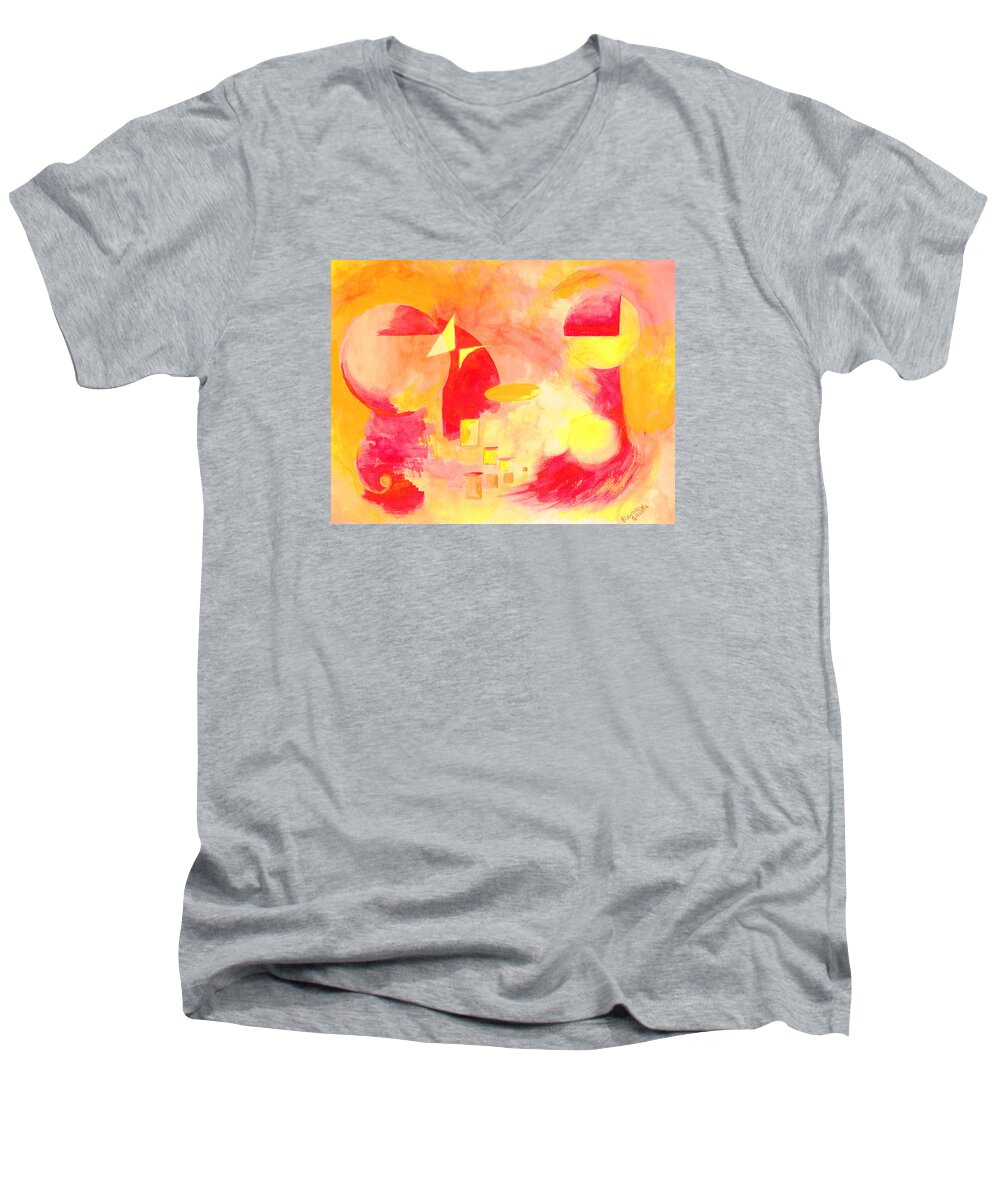 Abstract Men's V-Neck T-Shirt featuring the painting Joyful Abstract by Andrew Gillette