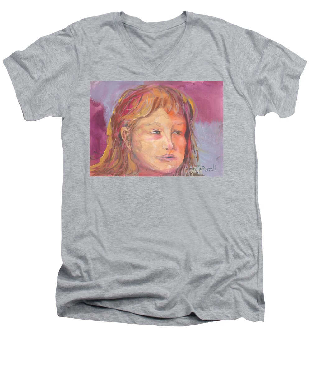 Intuitive Painting Men's V-Neck T-Shirt featuring the painting Just Breathe by Sheri Jo Posselt