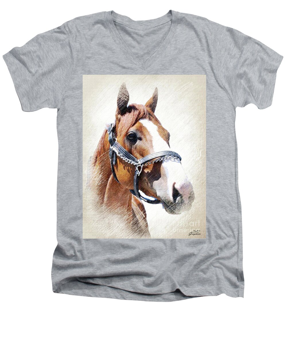 Justify Men's V-Neck T-Shirt featuring the digital art Justify by CAC Graphics