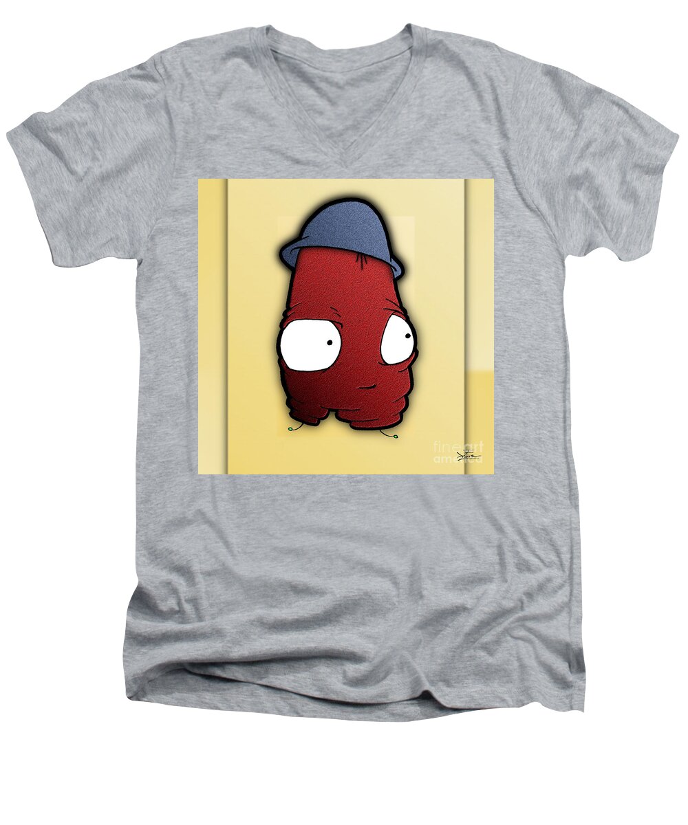 Art Men's V-Neck T-Shirt featuring the digital art Kangol Kool by Uncle J's Monsters