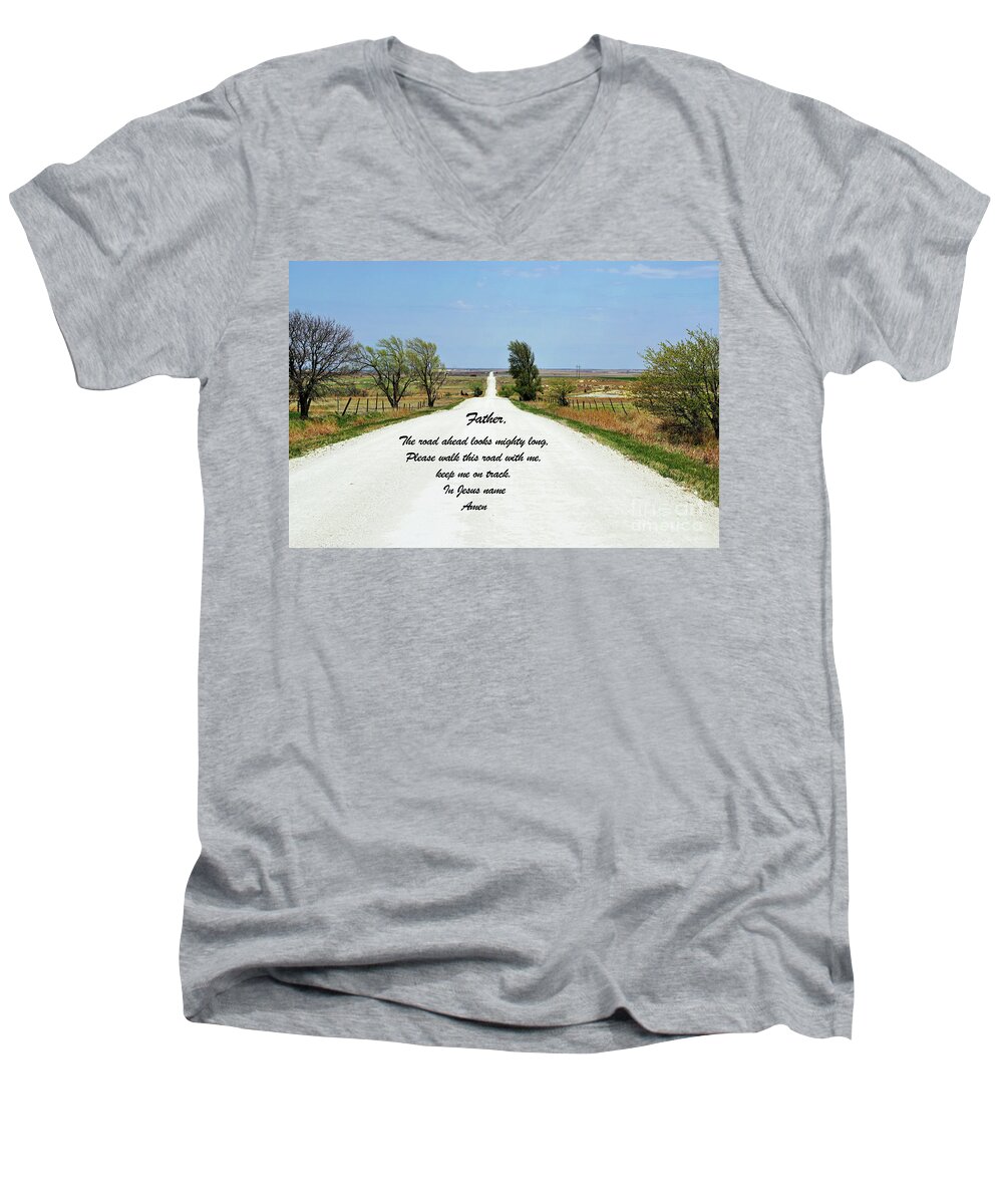 Kansas Men's V-Neck T-Shirt featuring the photograph Kansas road by Merle Grenz