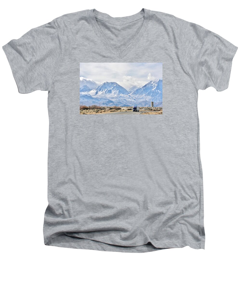 Sky Men's V-Neck T-Shirt featuring the photograph Keep On Trucking by Marilyn Diaz