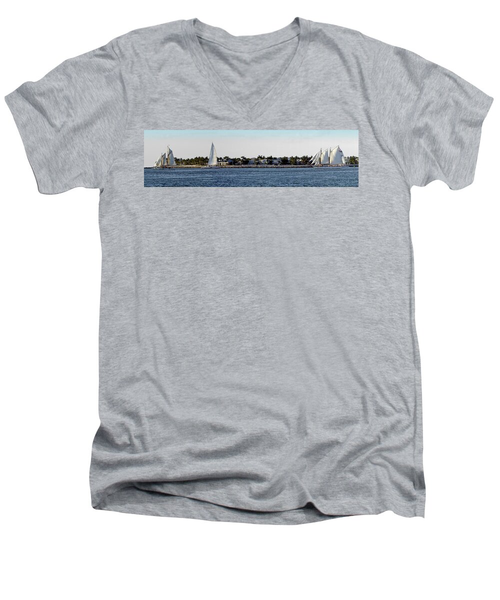 Water Men's V-Neck T-Shirt featuring the photograph Key West Panorama by Bob Slitzan