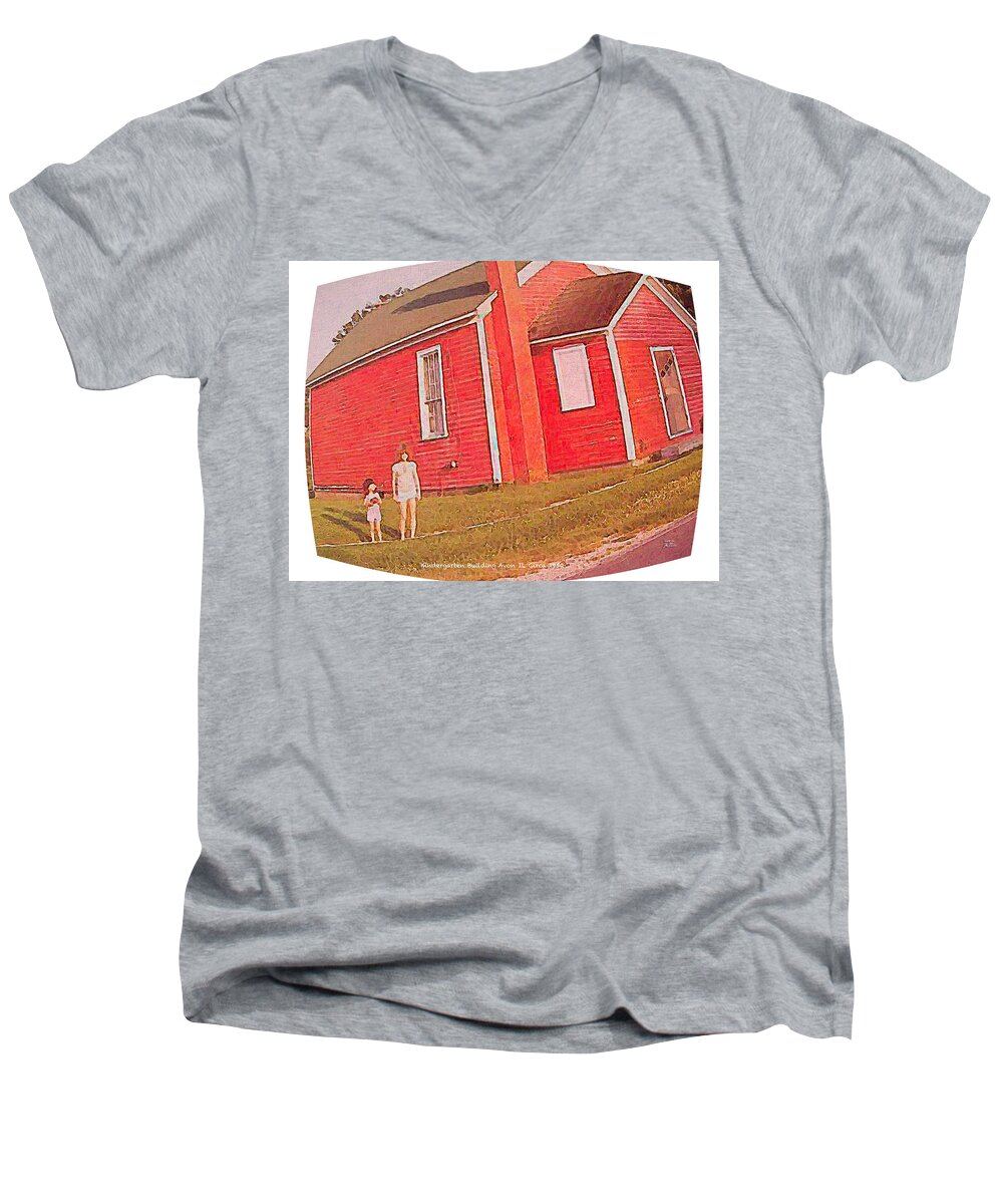 Kindergarten Men's V-Neck T-Shirt featuring the digital art Kindergarten Avon IL Circa 1950s by Joe Paradis