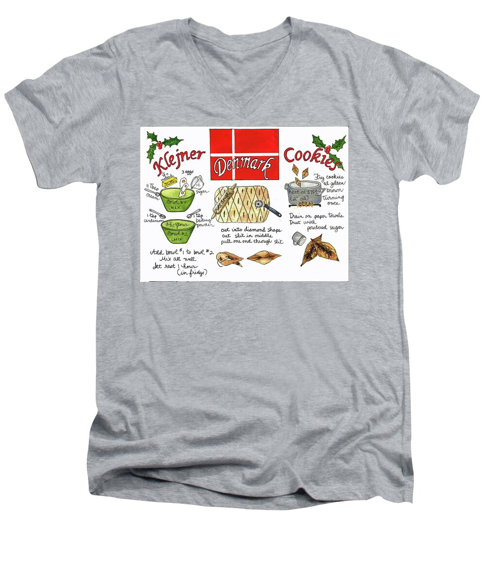 Denmark Men's V-Neck T-Shirt featuring the painting Klejner Cookies by Diane Fujimoto