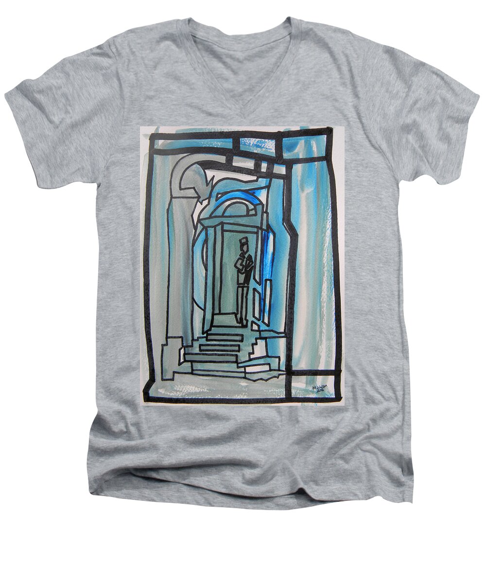  Abstract Watercolour Men's V-Neck T-Shirt featuring the painting Knocking on Heaven's Door by Marwan George Khoury