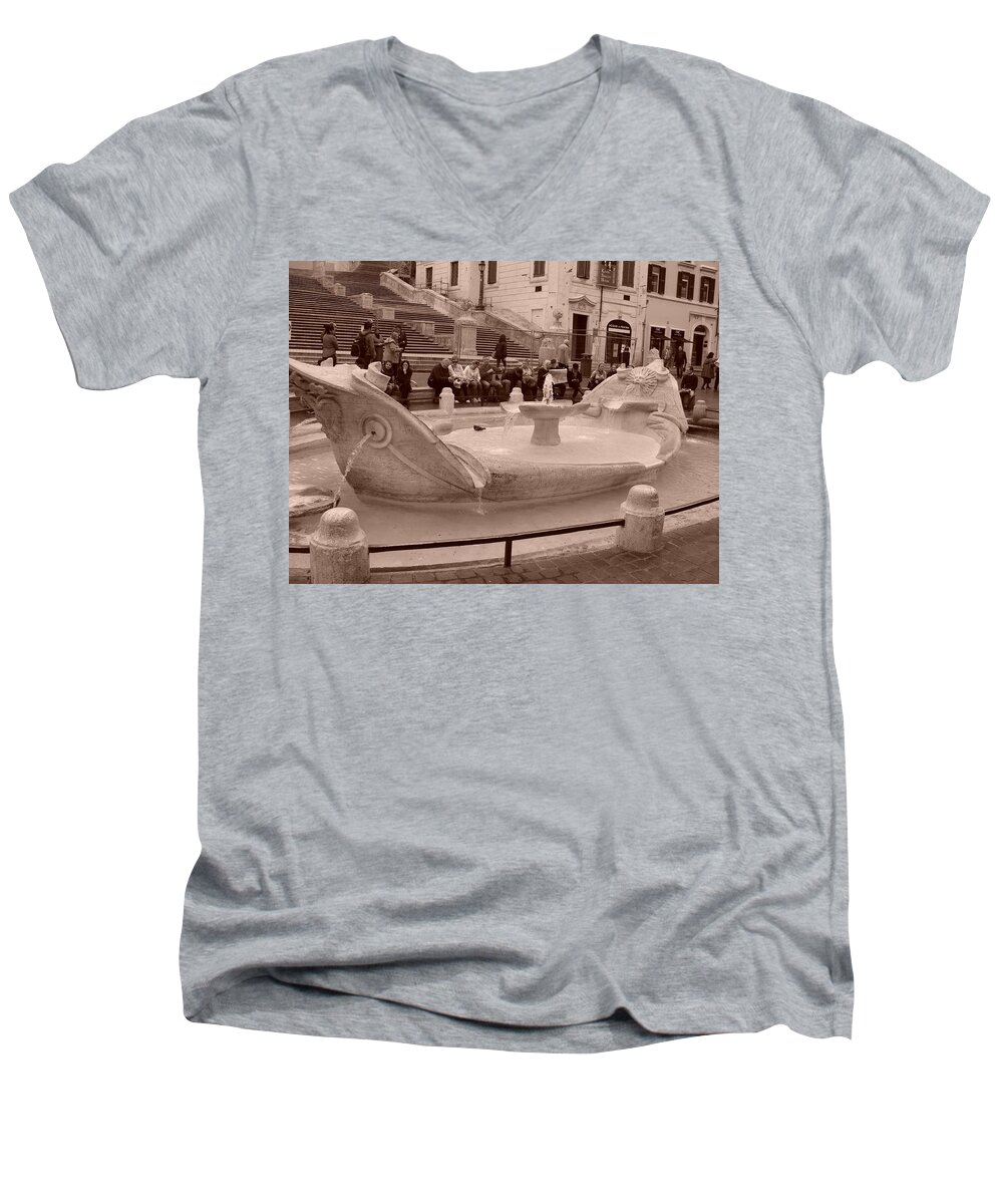  Men's V-Neck T-Shirt featuring the photograph La Barcaccia by Tiziana Maniezzo