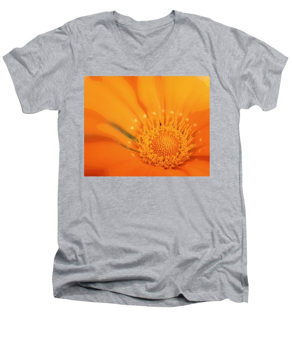 Flower Men's V-Neck T-Shirt featuring the photograph La Fleur D'Orange by Lori Lafargue