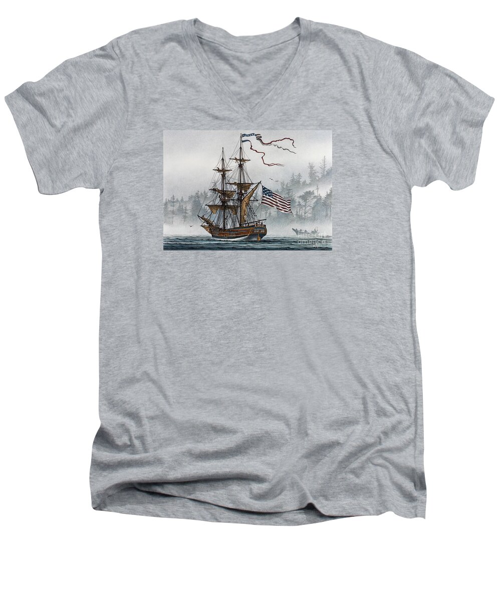 Tall Ship Print Men's V-Neck T-Shirt featuring the painting Lady Washington by James Williamson