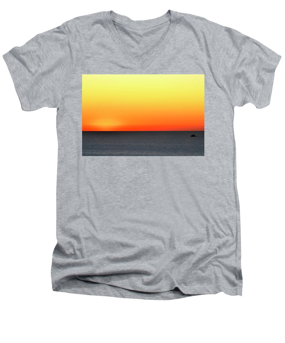 Lake Michigan Men's V-Neck T-Shirt featuring the photograph Lake Michigan Sunrise by Zawhaus Photography