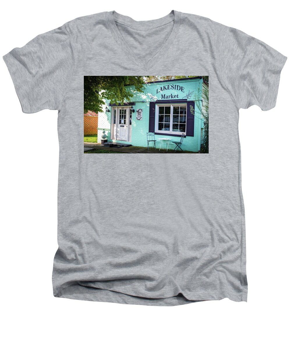 Market Men's V-Neck T-Shirt featuring the photograph Lakeside Market by Doug Camara