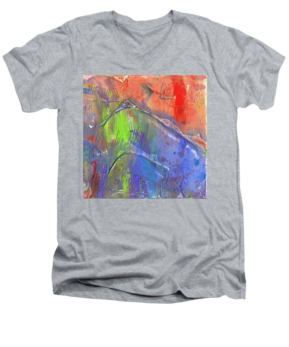 Landslide Men's V-Neck T-Shirt featuring the painting Landslide by Phil Strang
