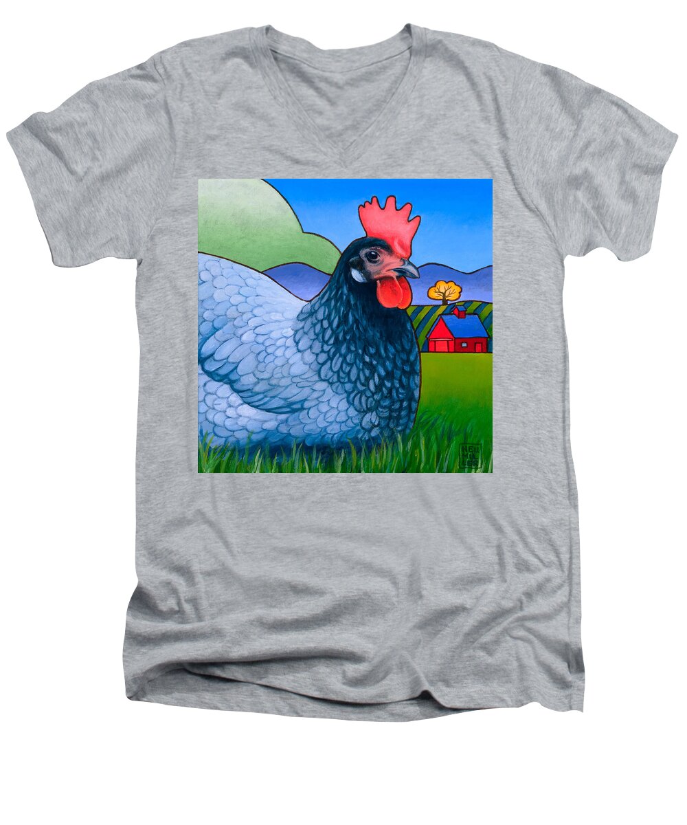 Hen Men's V-Neck T-Shirt featuring the painting Langley the Island Girl by Stacey Neumiller