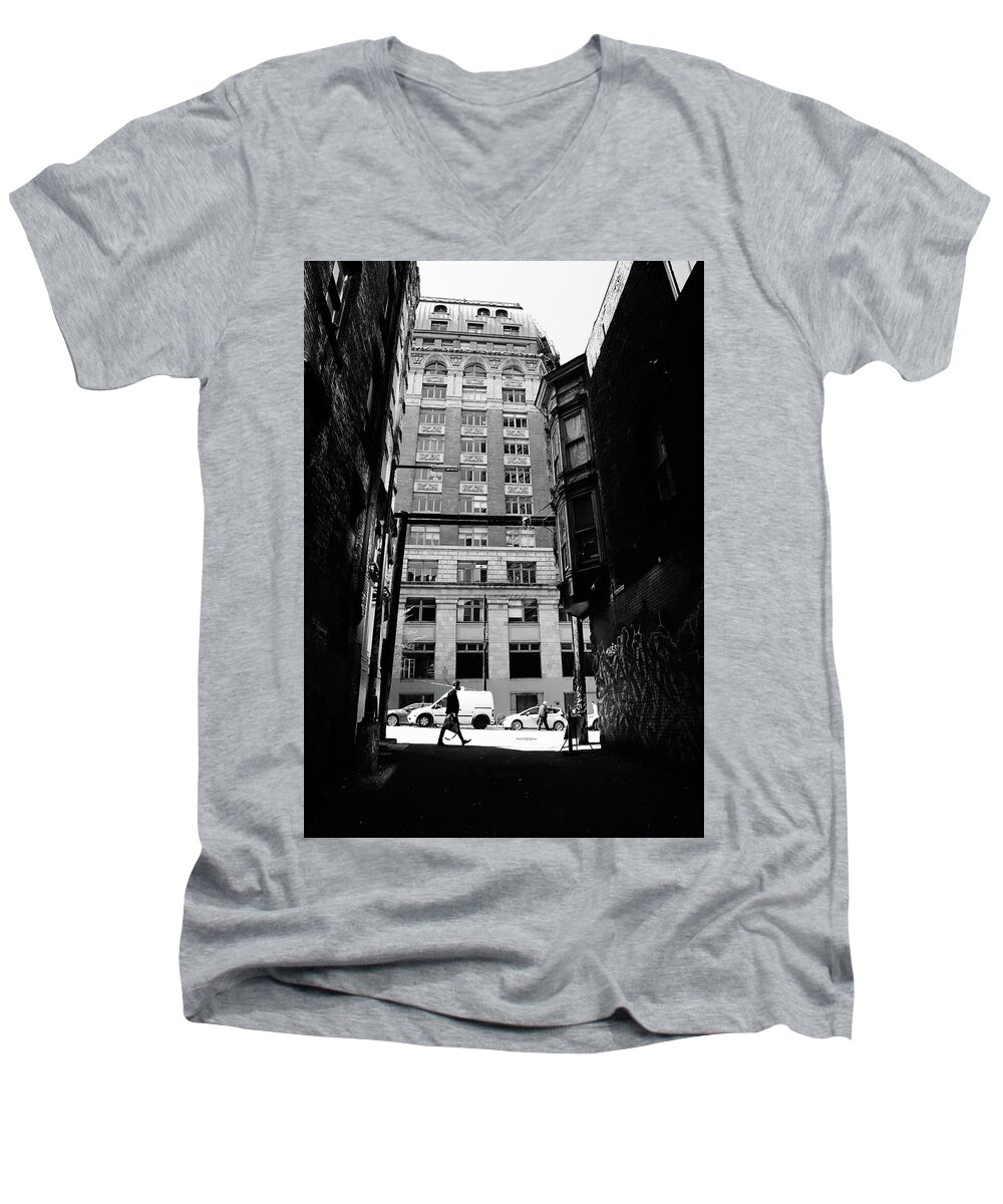 Street Photography Men's V-Neck T-Shirt featuring the photograph Last jacket by J C