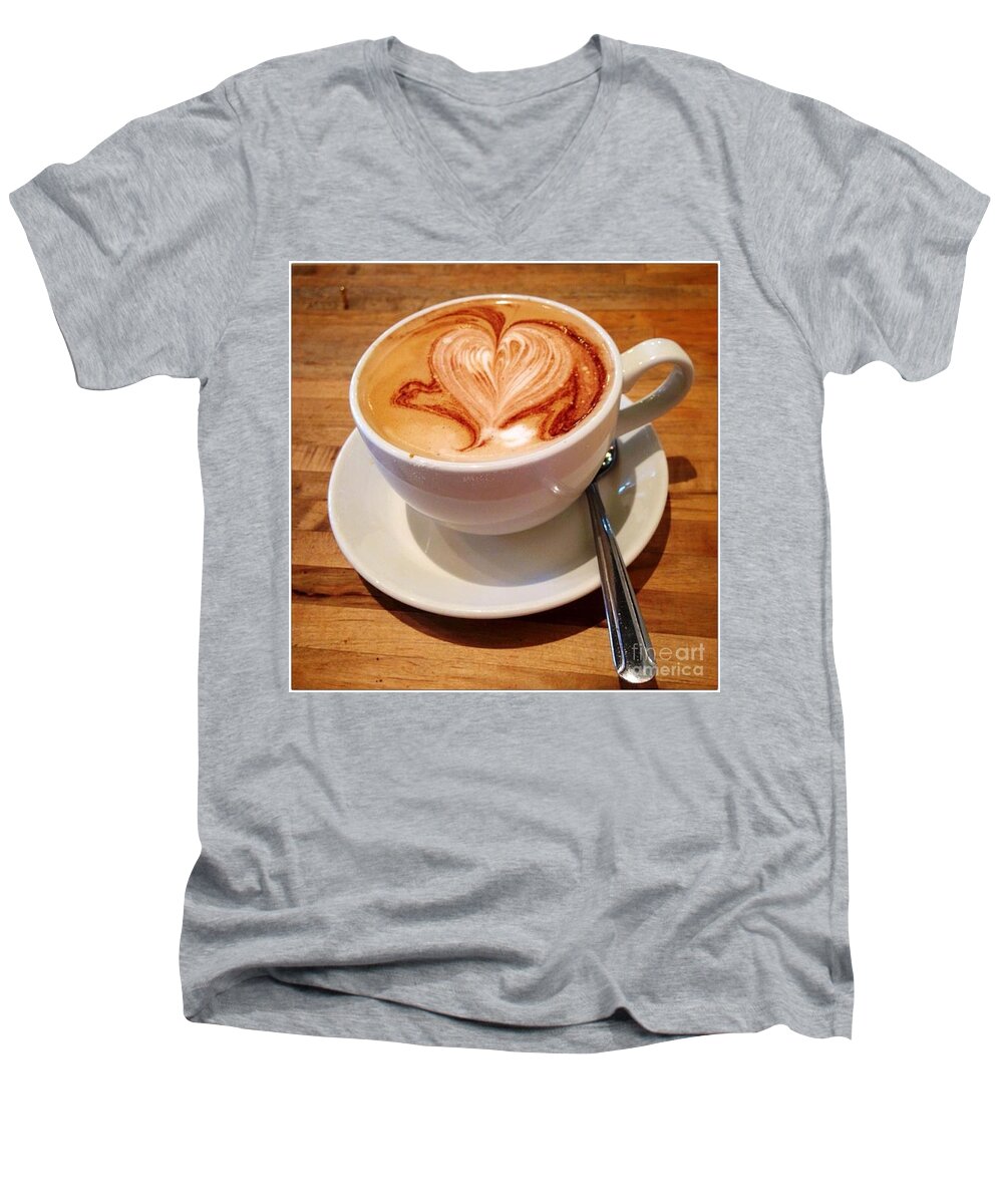 Coffee Lovers Men's V-Neck T-Shirt featuring the photograph Latte Love by Susan Garren