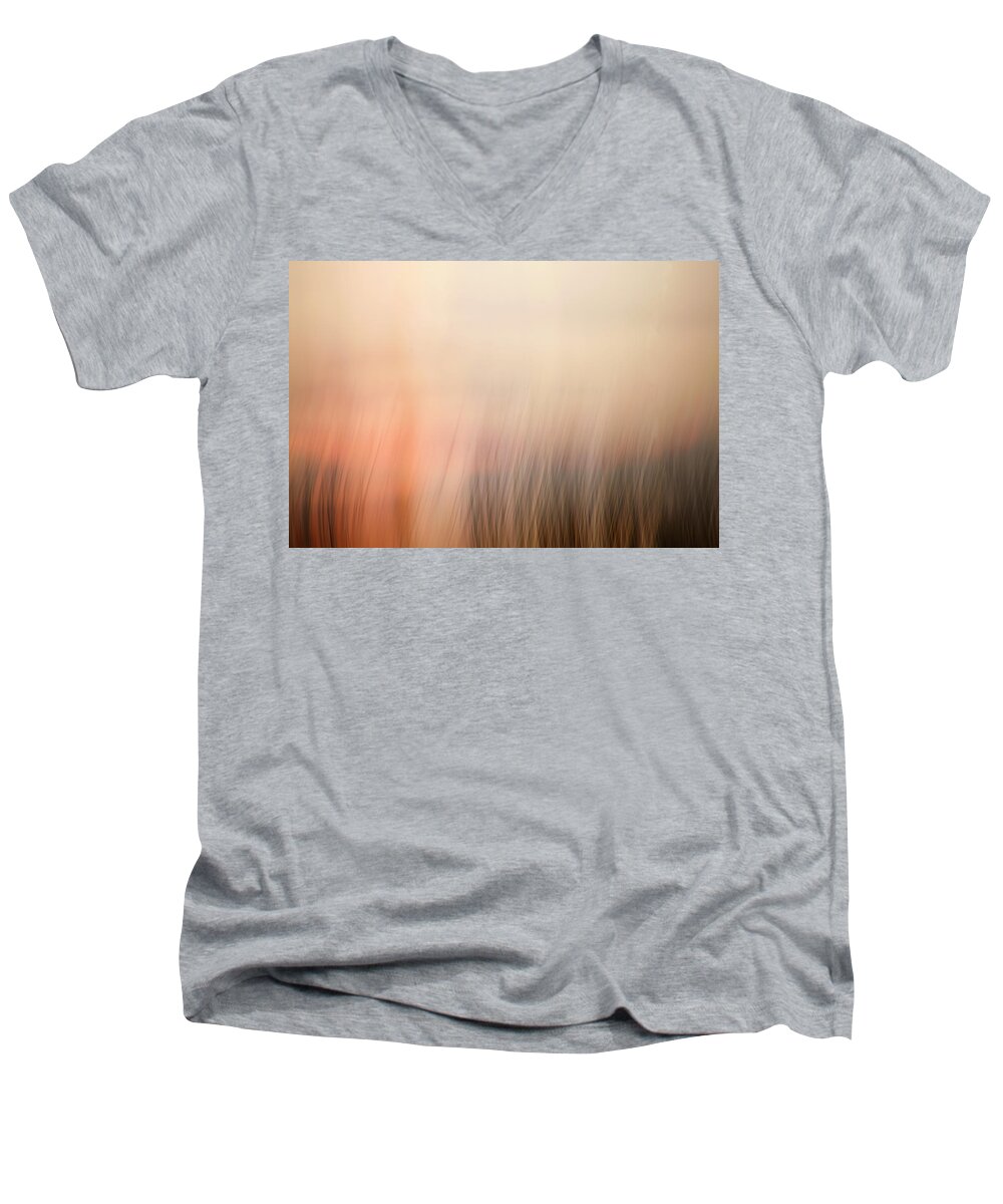 Abstract Expressionism Men's V-Neck T-Shirt featuring the photograph Laying Low at Sunrise by Marilyn Hunt