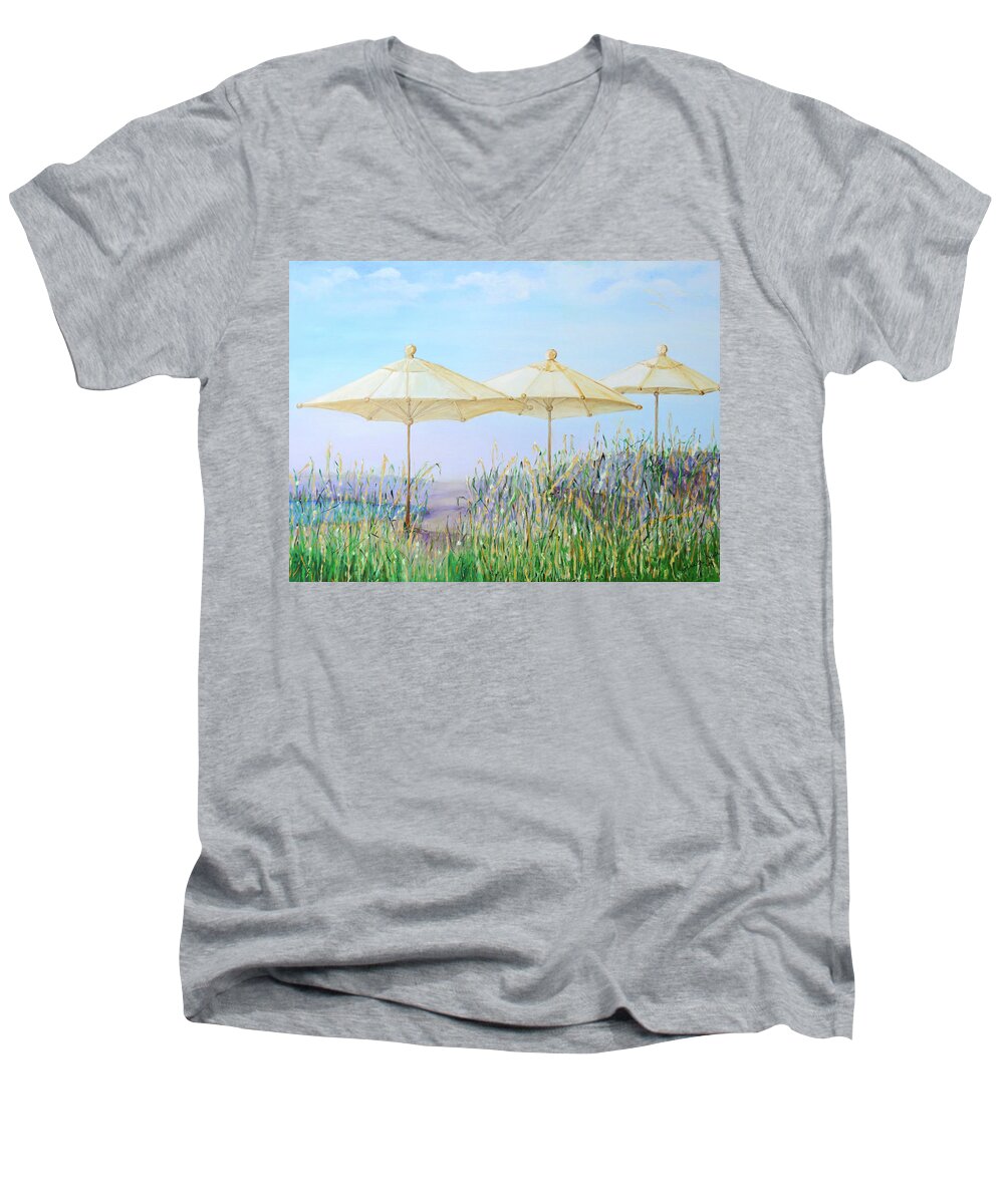 Sea Scape Men's V-Neck T-Shirt featuring the painting Lazy Days of Summer by Barbara Anna Knauf