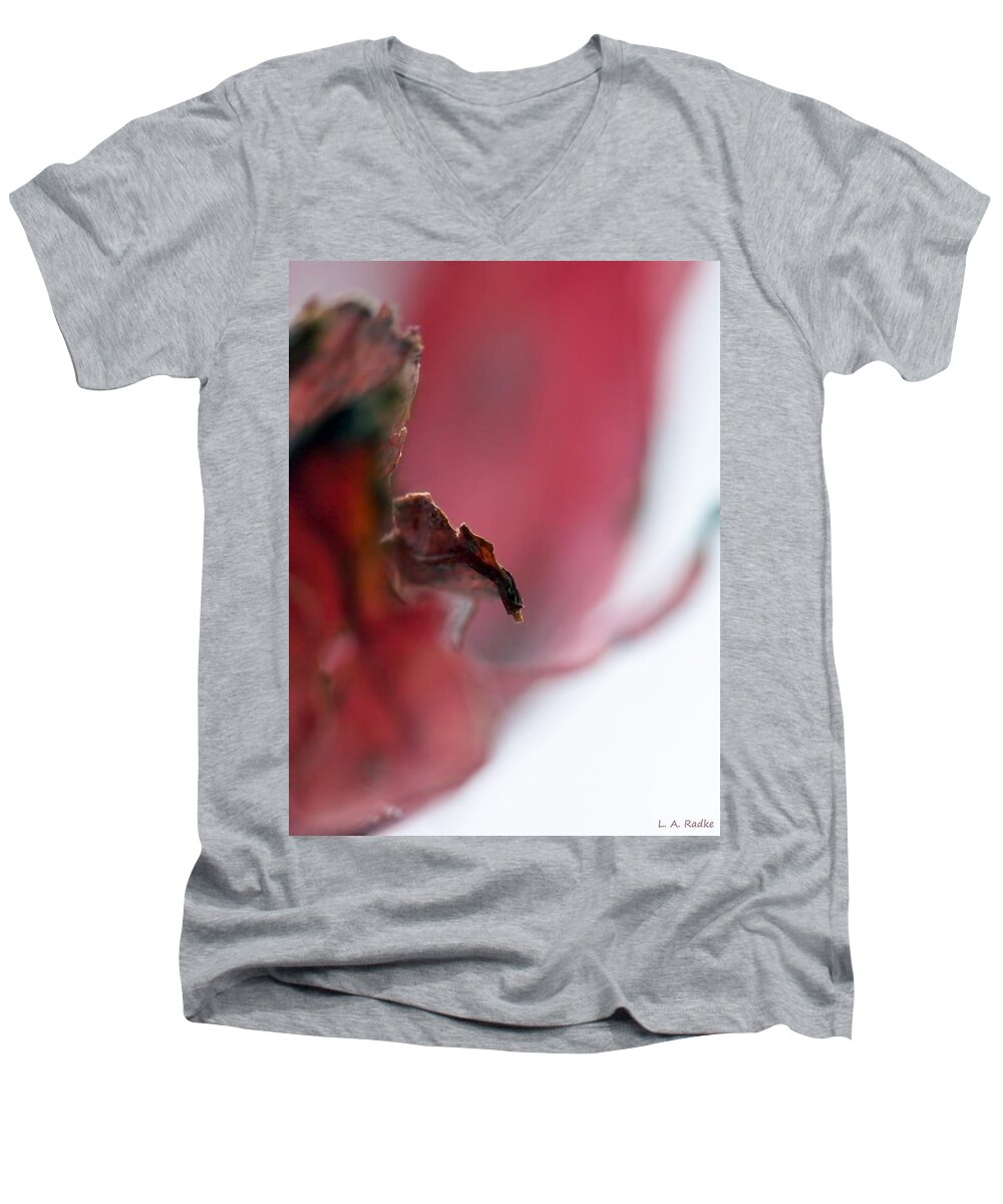 Abstract Men's V-Neck T-Shirt featuring the photograph Leaf Abstract II by Lauren Radke