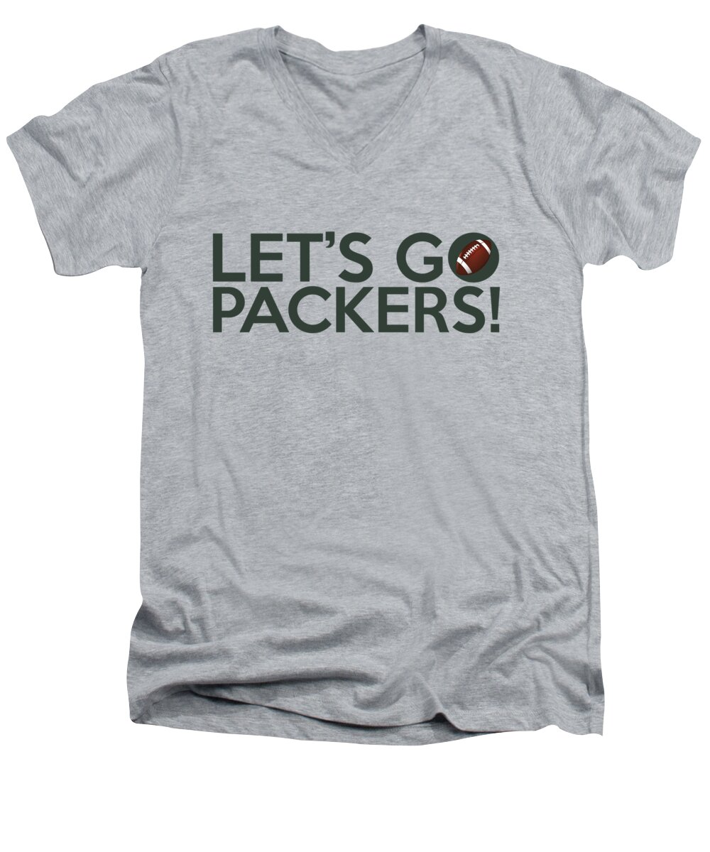 Green Bay Packers Men's V-Neck T-Shirt featuring the painting Let's Go Packers by Florian Rodarte