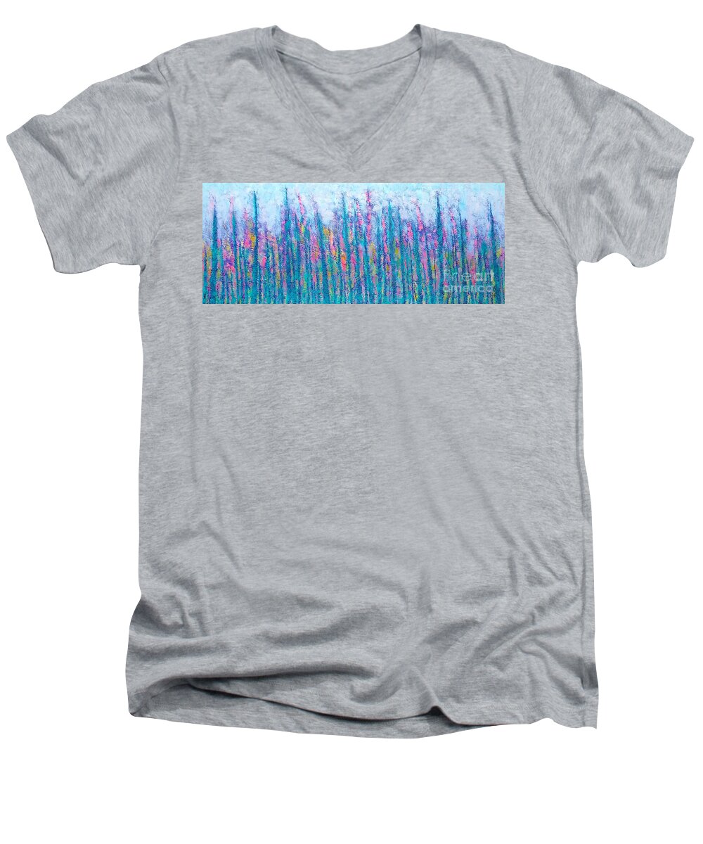 Abstract Men's V-Neck T-Shirt featuring the painting Light breeze by Wonju Hulse